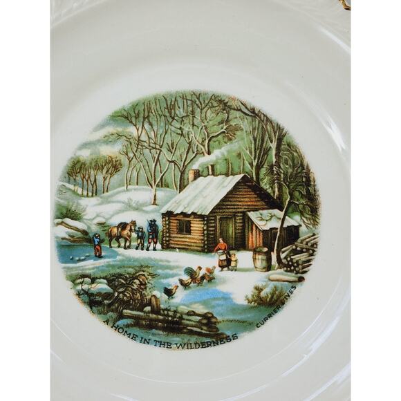 Harkerware Bread Plate Currier & Ives 6 1/4" Countryside Winter Scene USA x 5 - Picture 10 of 16